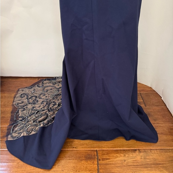 Sherri Hill FLAWED Maxi Evening Gown Full Floor Length, Midnight Blue, Size 0 - Picture 7 of 16